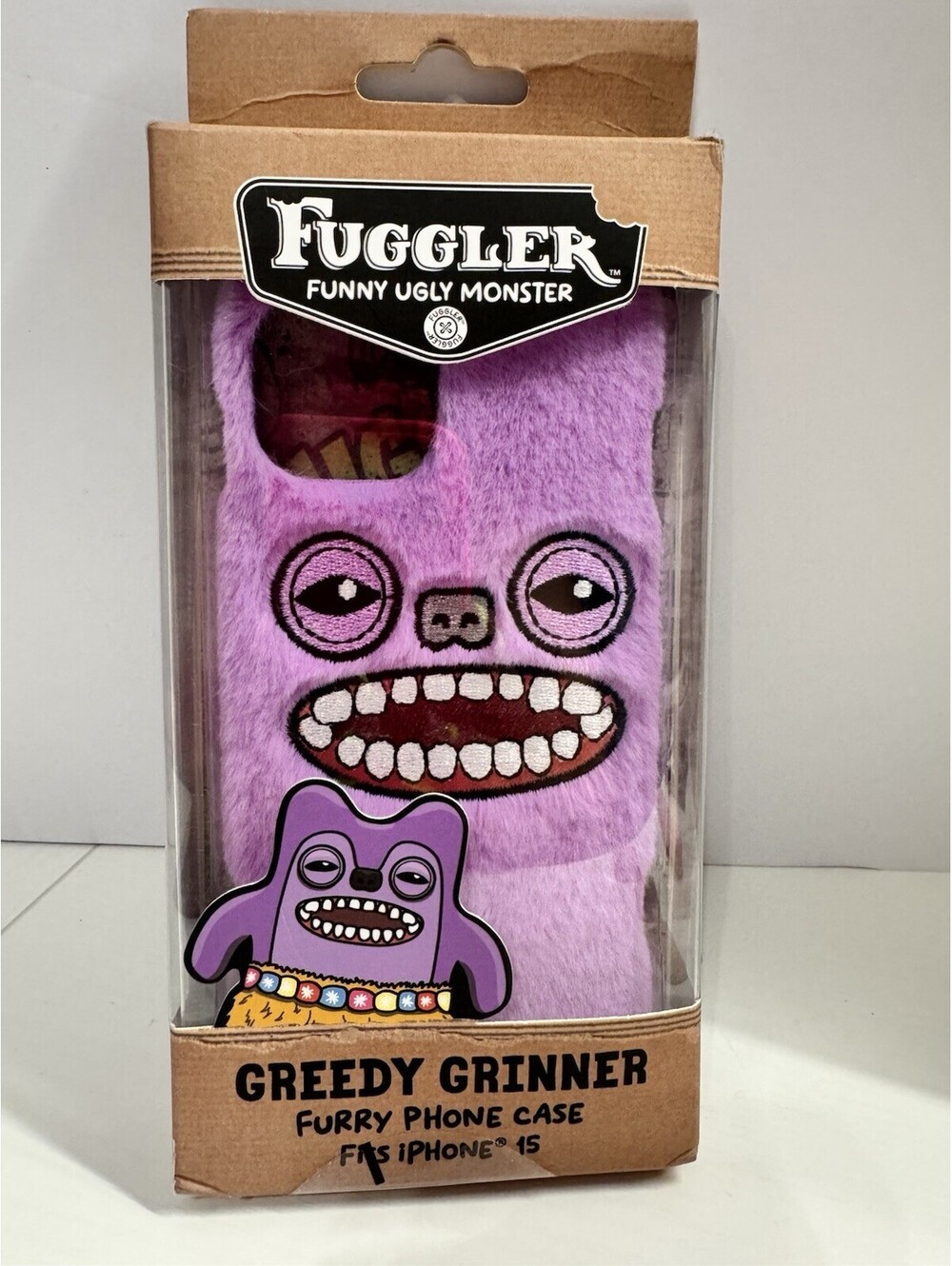 Fuggler Funny Ugly Monster Purple Greedy Grinner Furry iPhone 15 Phone Case NWT